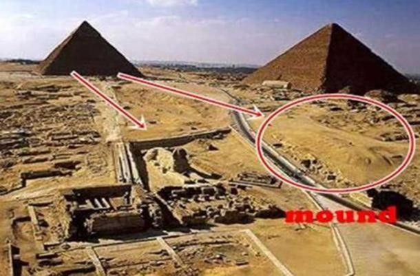 Platoul Giza; incercuita, cea de-a doua movila a sfinxului ingropat